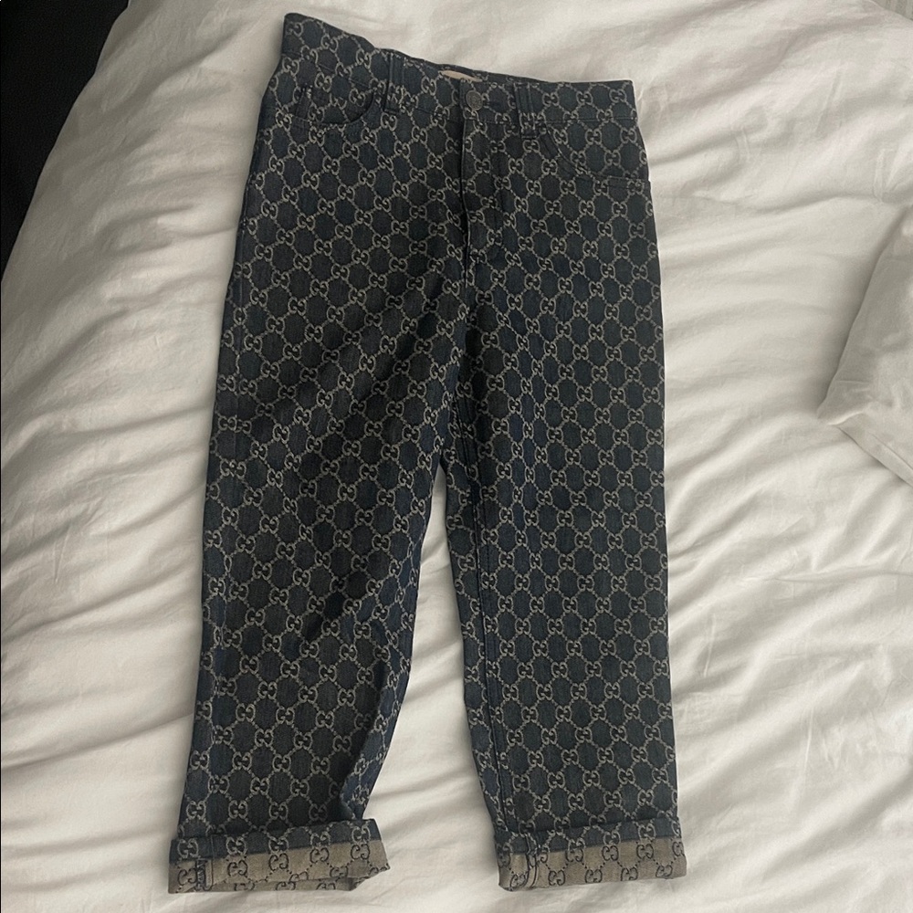Gucci Navy Monogram Trousers denim jeans
